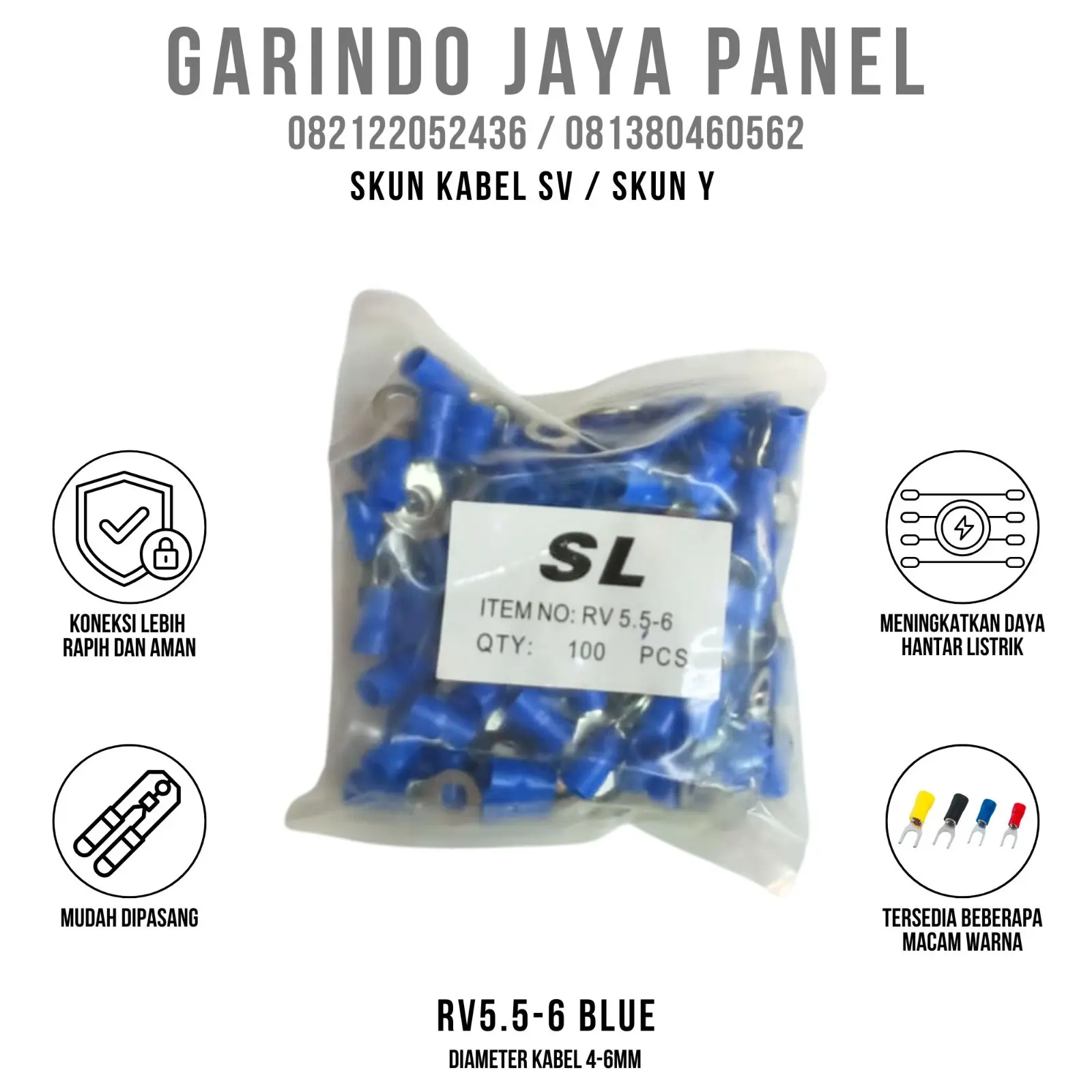 SKUN TYPE RING O RV5.5-6 - WARNA BIRU (100PCS)