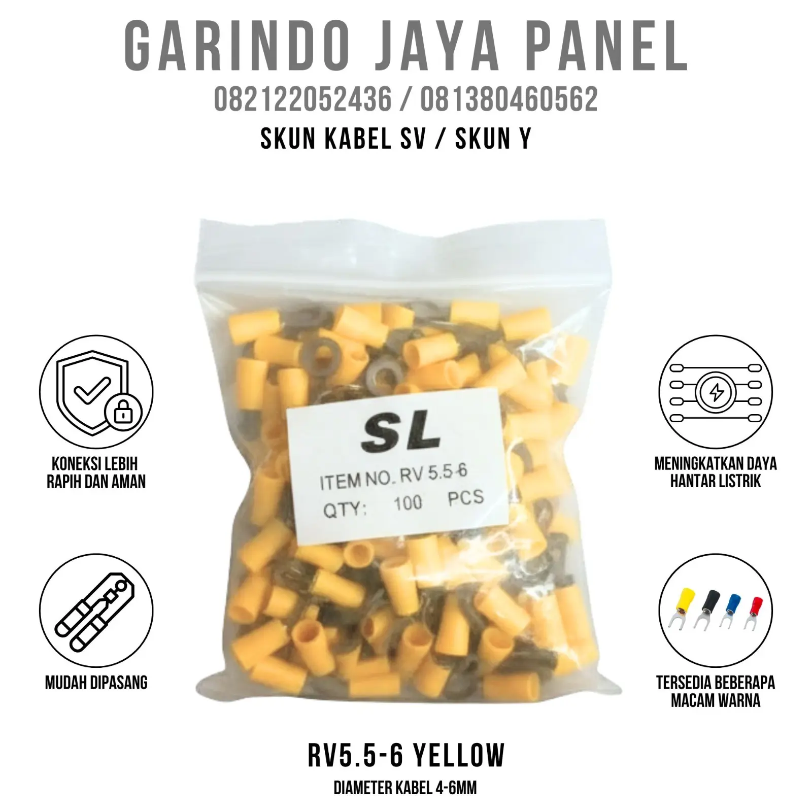 SKUN TYPE RING O RV5.5 - 6 - WARNA KUNING (100PCS)