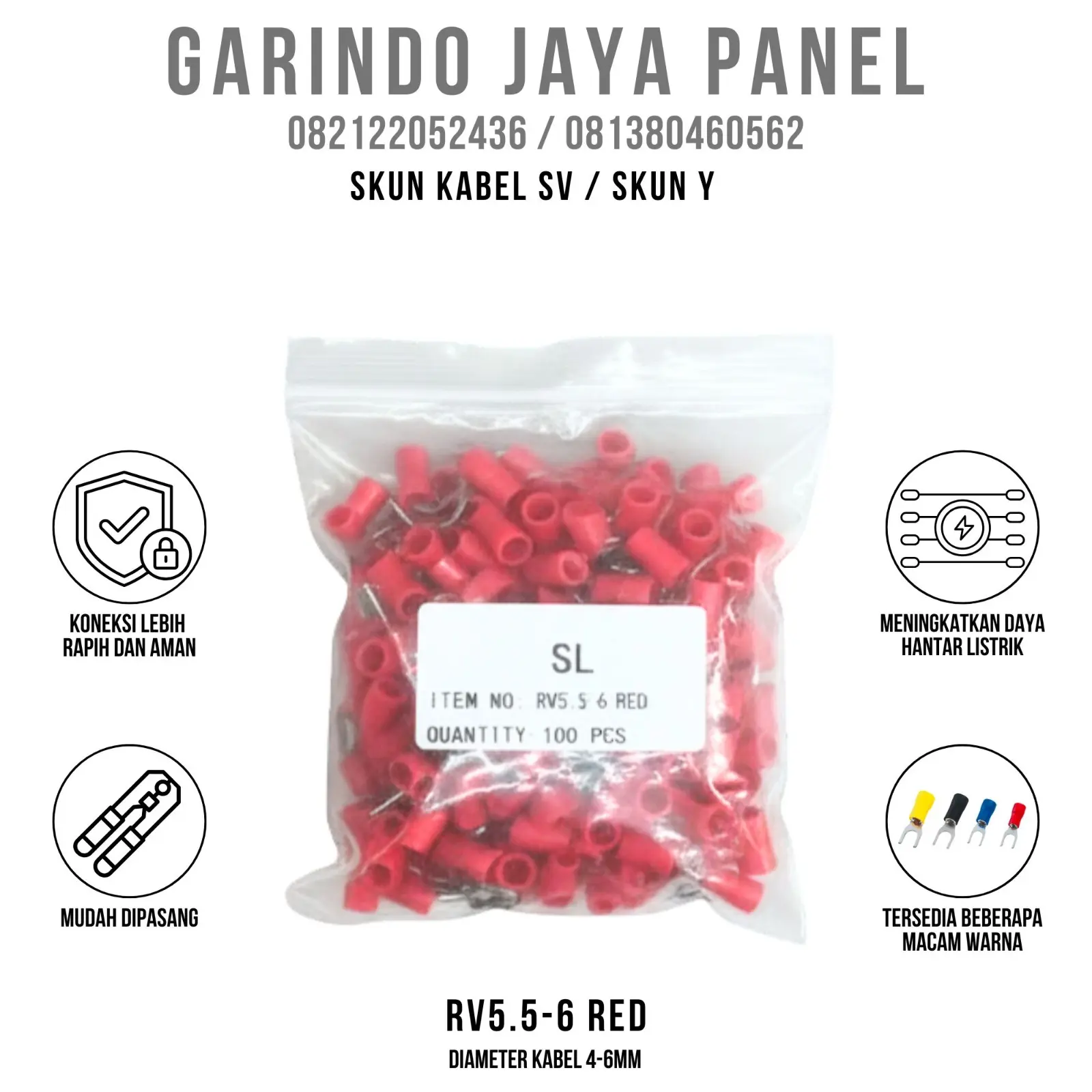 SKUN TYPE RING O RV5.5-6  - WARNA MERAH (100 PCS)