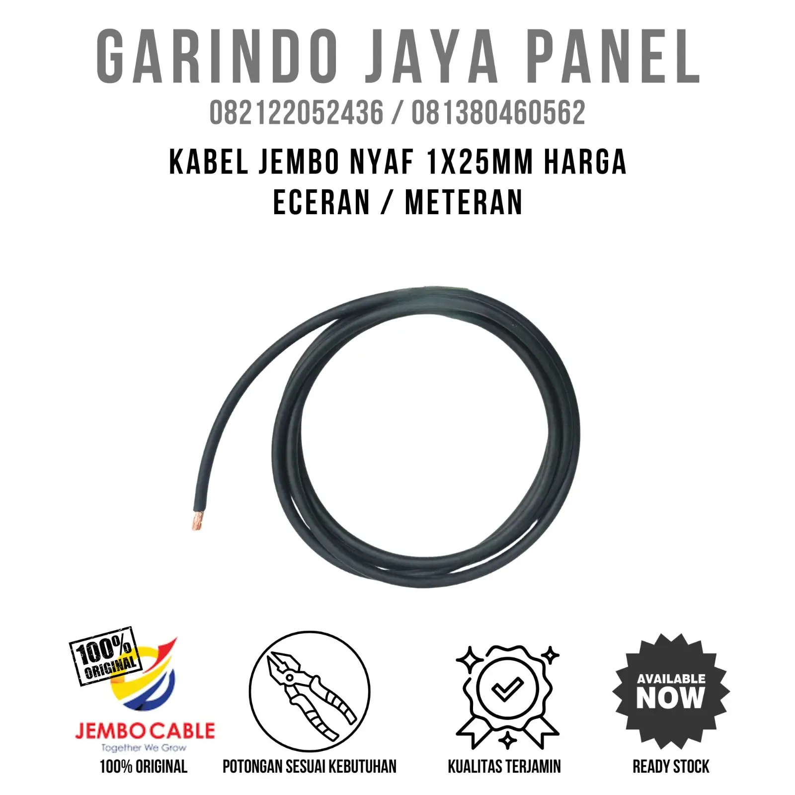KABEL JEMBO NYAF 1 X 25mm HITAM, ECERAN