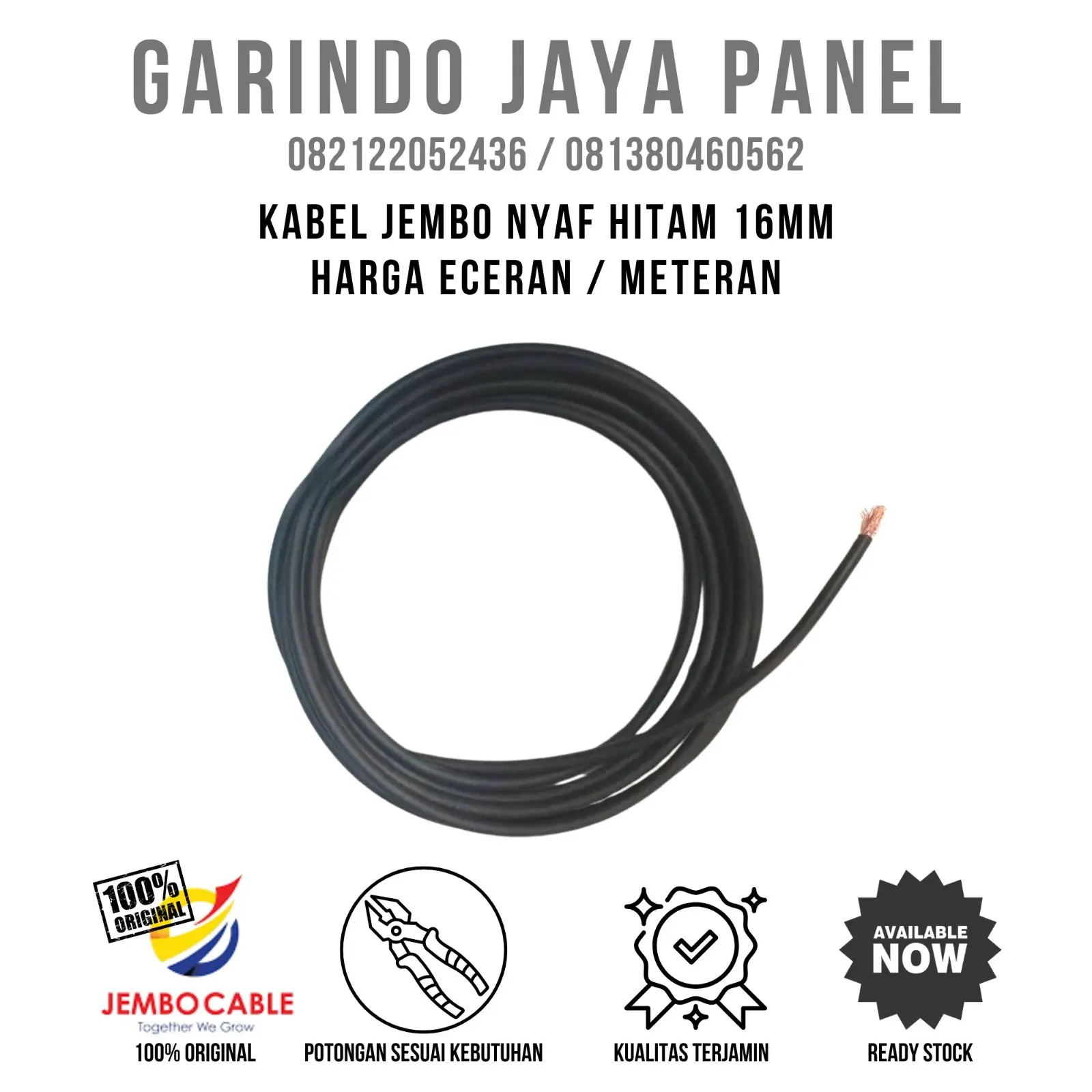 KABEL JEMBO NYAF 16mm HITAM, ECERAN