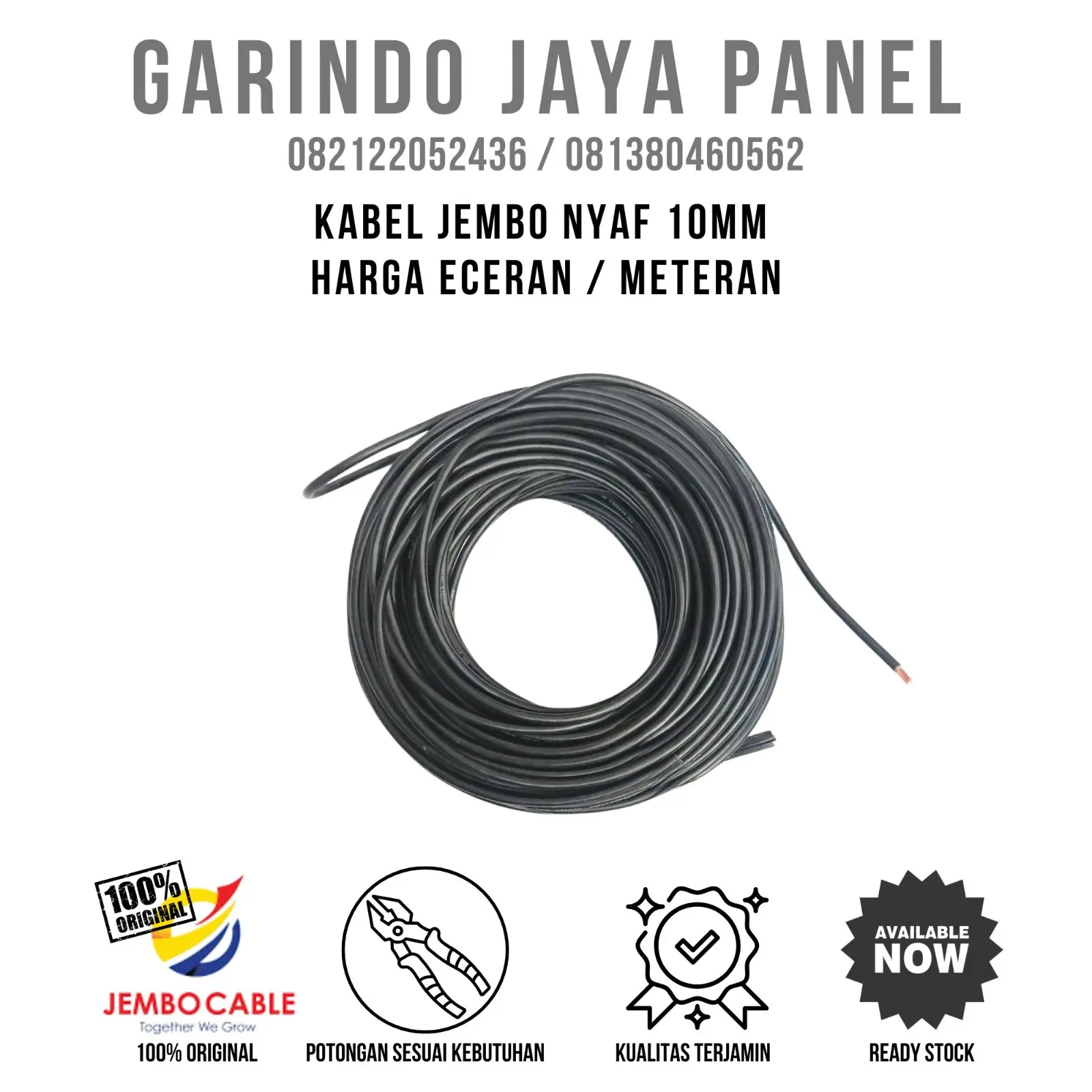 KABEL JEMBO NYAF 10MM HITAM, ECERAN