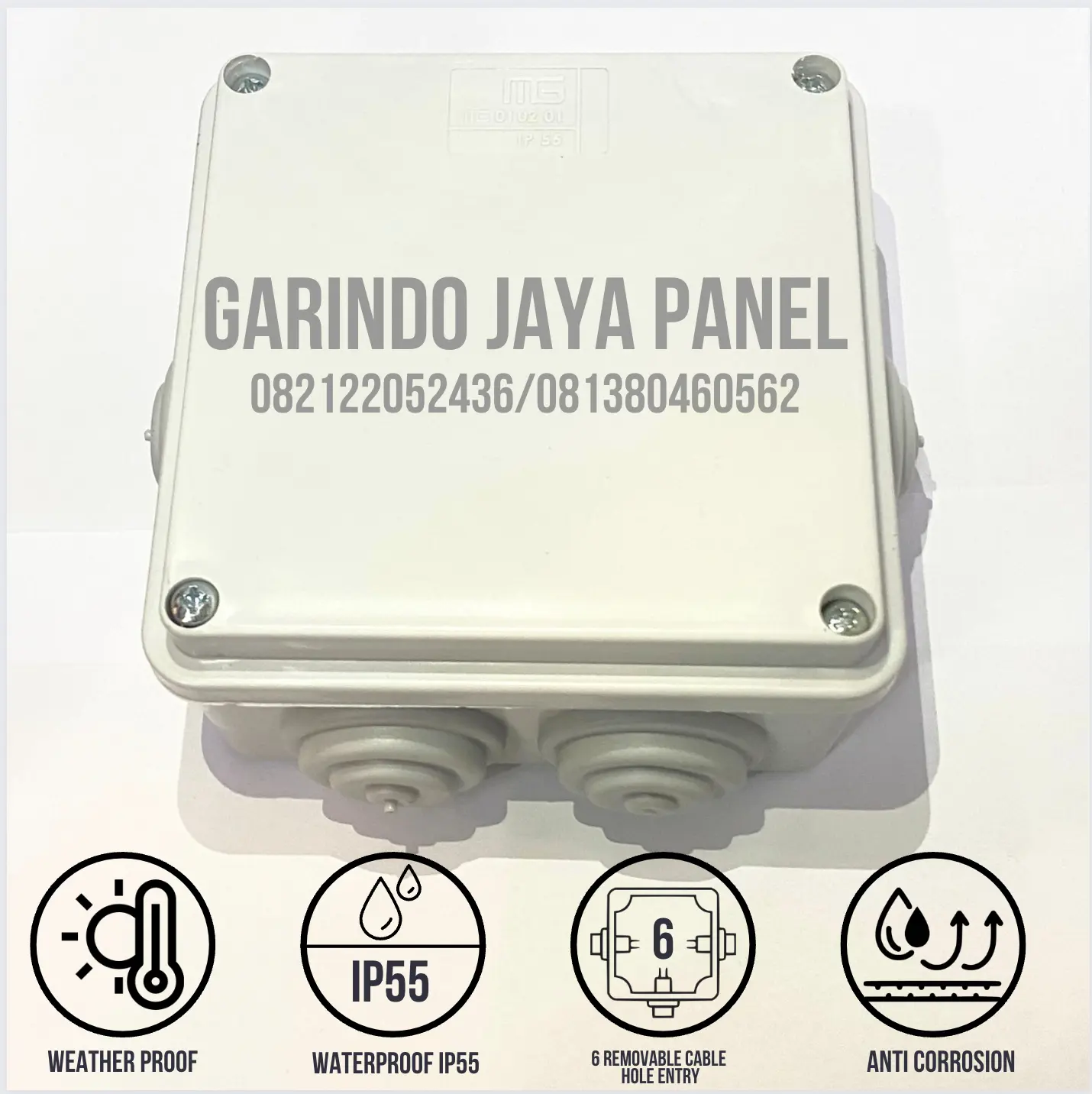 BOX PVC Uk. 100x100x50mm Abu-Abu Lubang-Lubang